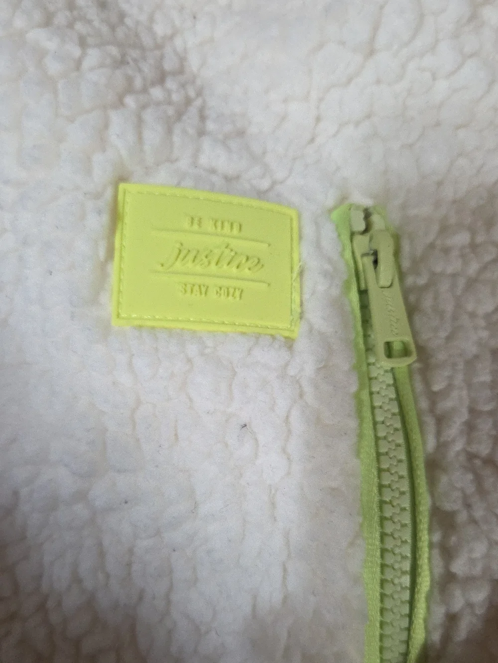 New Justice 16/18 Plus Cream Sherpa Pullover with Lime Trim
